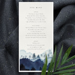 Carte de menu Mariage de pin bleu encre Woods Moun<br><div class="desc">Pour toute autre personnalisation ou tout autre élément correspondant,  n'hésitez pas à me contacter à l'adresse yellowfebstudio@gmail.com</div>