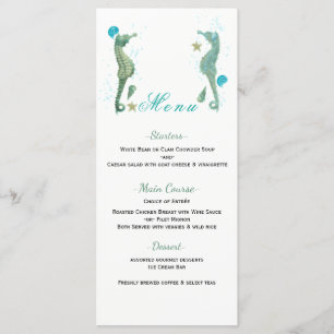 Carte de menu Mariage de Plage d'aquarelle Deux Se