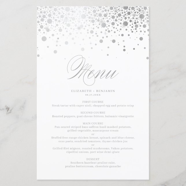 Carte de menu Mariage de points Confetti à huile d (Devant)