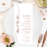 Carte de menu Mariage de Script 4x9<br><div class="desc">Une carte de menu mariage calligraphie simple et chic. Je propose un service de personnalisation gratuit,  si vous avez des questions ou des demandes spéciales,  s'il vous plaît n'hésitez pas à me contacter.</div>