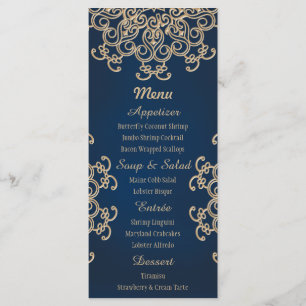 Carte de menu Mariage de style indien Marine et Go