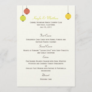 Carte de menu Mariage des lanternes