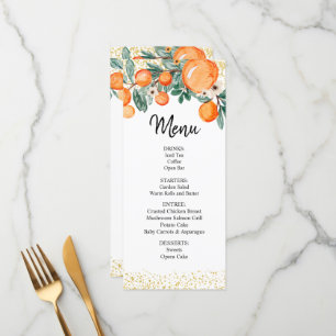 Carte de menu Mariage d'été orange