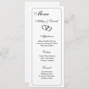 Carte de menu Mariage Deux Coeurs