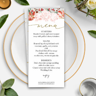 Carte de menu Mariage d'hiver Aquarelle dorée Flor