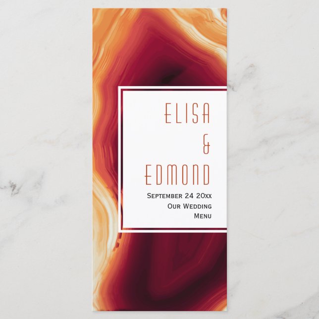 Carte de menu mariage du code de géométrie de tran (Devant)