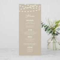 Carte de menu Mariage Été Éclairage Chaîne