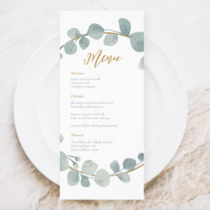 Carte de menu Mariage Eucalyptus à l'aquarelle arg
