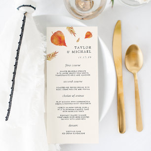 Carte de menu Mariage Feuilles d'automne