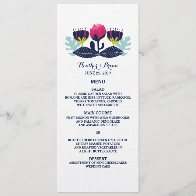 Carte de menu Mariage floral (Devant)