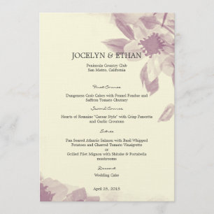 Carte de menu Mariage Floral Aquarelle