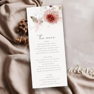 Carte de menu Mariage floral Blush Dusky Fall Mars