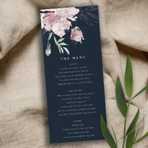 Carte de menu Mariage floral Blush Watercolor