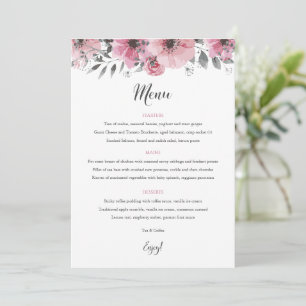 Carte de menu Mariage Floral Boho