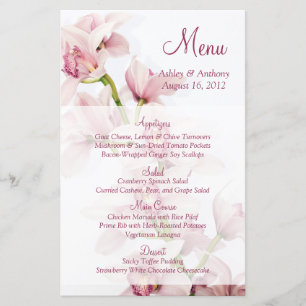 Carte de menu Mariage floral pour orchidée rose Cy