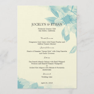 Carte de menu Mariage Floral Watercolor
