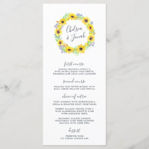 Carte de menu Mariage Flowerfields