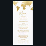 Carte de menu Mariage Globetrotter<br><div class="desc">Carte de menu du monde de faux papier or jumelée avec police de script moderne pour un look absolument étonnant! Créez votre propre suite de faire-part de mariage avec d'autres éléments correspondants.</div>