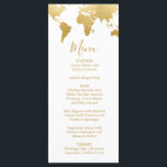 Carte de menu Mariage Globetrotter<br><div class="desc">Carte de menu du monde de faux papier or jumelée avec police de script moderne pour un look absolument étonnant! Créez votre propre suite de faire-part de mariage avec d'autres éléments correspondants.</div>