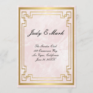 Carte de menu Mariage Gold Geometry Frame rose Mar