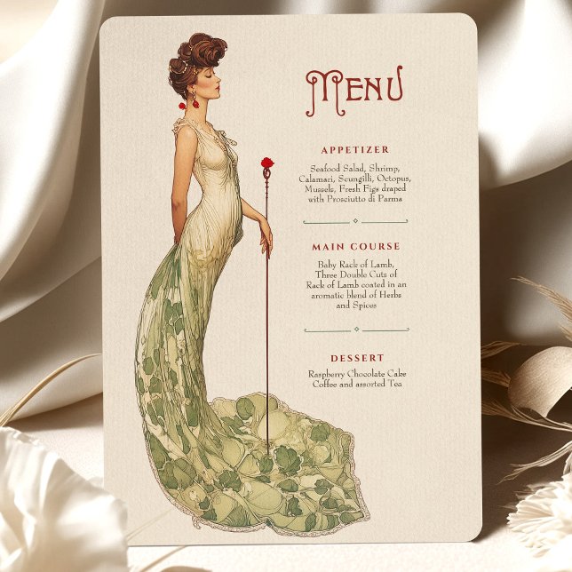 Carte de menu Mariage Gracity Art Nouveau (Créateur téléchargé)