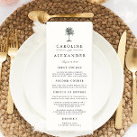 Carte de menu Mariage Havana Palm<br><div class="desc">Notre menu mariage chic insulaire vous propose des entrées,  des entrées et des desserts dans un élégant lettrage gris fusain,  accentué d'une illustration vintage de palmier de style gravé en vert chasseur noirci. Coordonnées avec notre collection de mariages Havana Palm.</div>