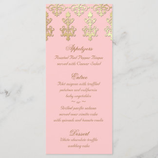 Carte de menu Mariage indien Baby Pink Gold Damask