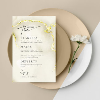 Carte de menu Mariage islamique Gold Marble Textur