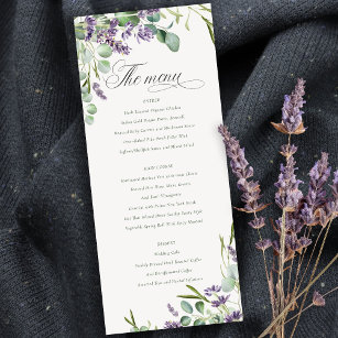 Carte de menu Mariage Lavender Eucalyptus Leafy Bu