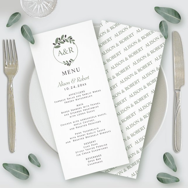 Carte de menu mariage méditerranéen à la branche d (Créateur téléchargé)
