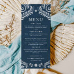 Carte de menu Mariage mexicain Blue Talavera<br><div class="desc">Montrez votre style mariage unique avec cette carte Talavera,  avec un style picado de papel mexicain rustique. Parfait pour les couples qui apportent des tons bleus vifs et un charme traditionnel à leurs tables d'accueil. Pour plus de coordination,  visitez notre collection de Mariages Blue Talavera</div>