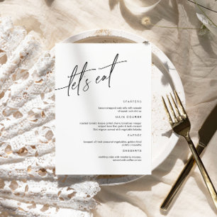 Carte de menu Mariage minimaliste