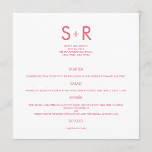 Carte de menu Mariage minimaliste moderne