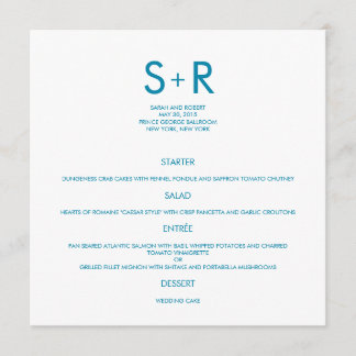 Carte de menu Mariage minimaliste moderne