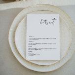 Carte de menu Mariage minimaliste moderne Edgy<br><div class="desc">Ce menu mariage "Let's eat" présente une police manuscrite pointue et un design épuré et minimaliste. Son design moderne en fait un complément parfait à tout événement.</div>