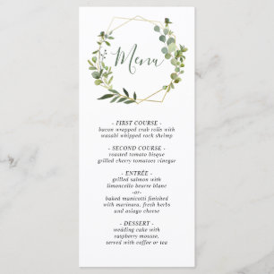 Carte de menu Mariage moderne Eucalyptus Watercolo