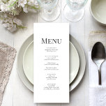 Carte de menu Mariage Monogramme minimaliste<br><div class="desc">Offrez-vous une élégance sobre grâce à notre carte de menu minimaliste Mariage Monogram. La façade propose un menu personnalisable sur fond blanc et immaculé, orné d'une typographie noire épurée. Retournez la carte pour découvrir les monogrammes minimalistes, complétant le design chic. Cette carte allie simplicité et raffinement, vous permettant de savourer...</div>
