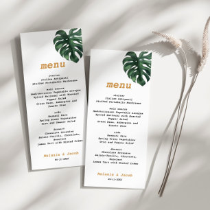 Carte de menu Mariage Monstera Tropical Palm Leaf