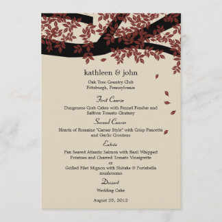 Carte de menu Mariage Oak Tree