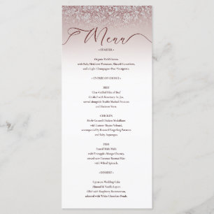Carte de menu Mariage orange beige Damask