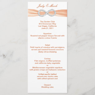 Carte de menu Mariage Orange Diamond Infinity