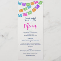 Carte de menu Mariage Papel Picado