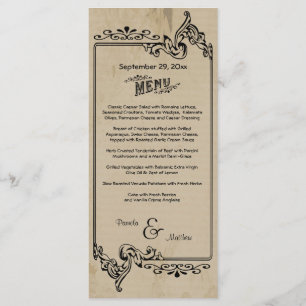 Carte de menu Mariage personnalisable d'inspiratio
