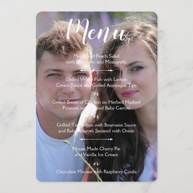 Carte de menu Mariage photo (Devant)