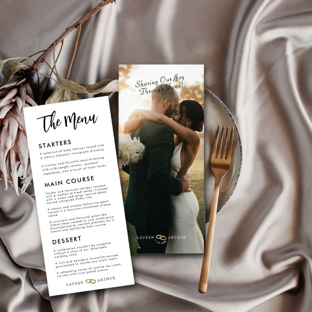 Carte de menu Mariage photo minimaliste ultra chic (Créateur téléchargé)