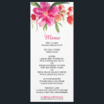 Carte de menu Mariage Pink Watercolor Flower<br><div class="desc">Cette carte à la carte fleurie fait partie d'une suite mariage. Les articles correspondants sont disponibles dans mon magasin.</div>