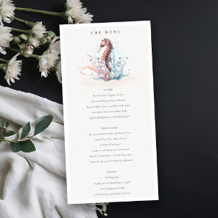 Carte de menu Mariage pour hippocampes sous-marins