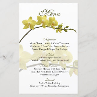 Carte de menu Mariage pour orchidées jaunes person