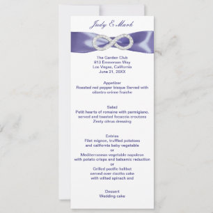 Carte de menu Mariage Purple Blue Diamond Infinity