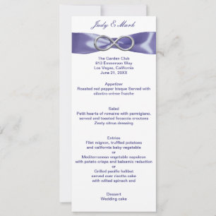 Carte de menu Mariage Purple Blue Silver Infinity